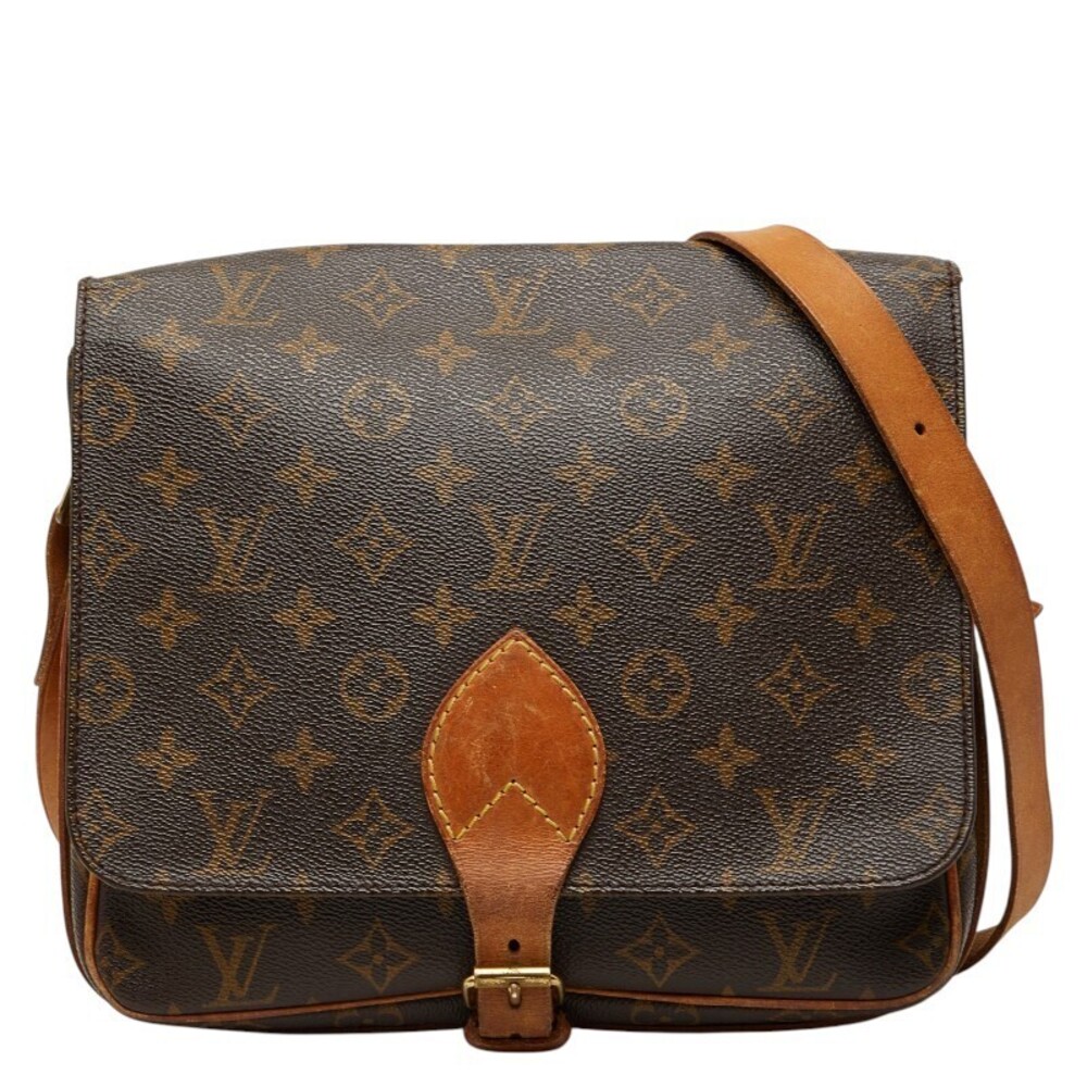 Louis Vuitton Monogram Cartouchiere Crossbody Bag Brown Leather